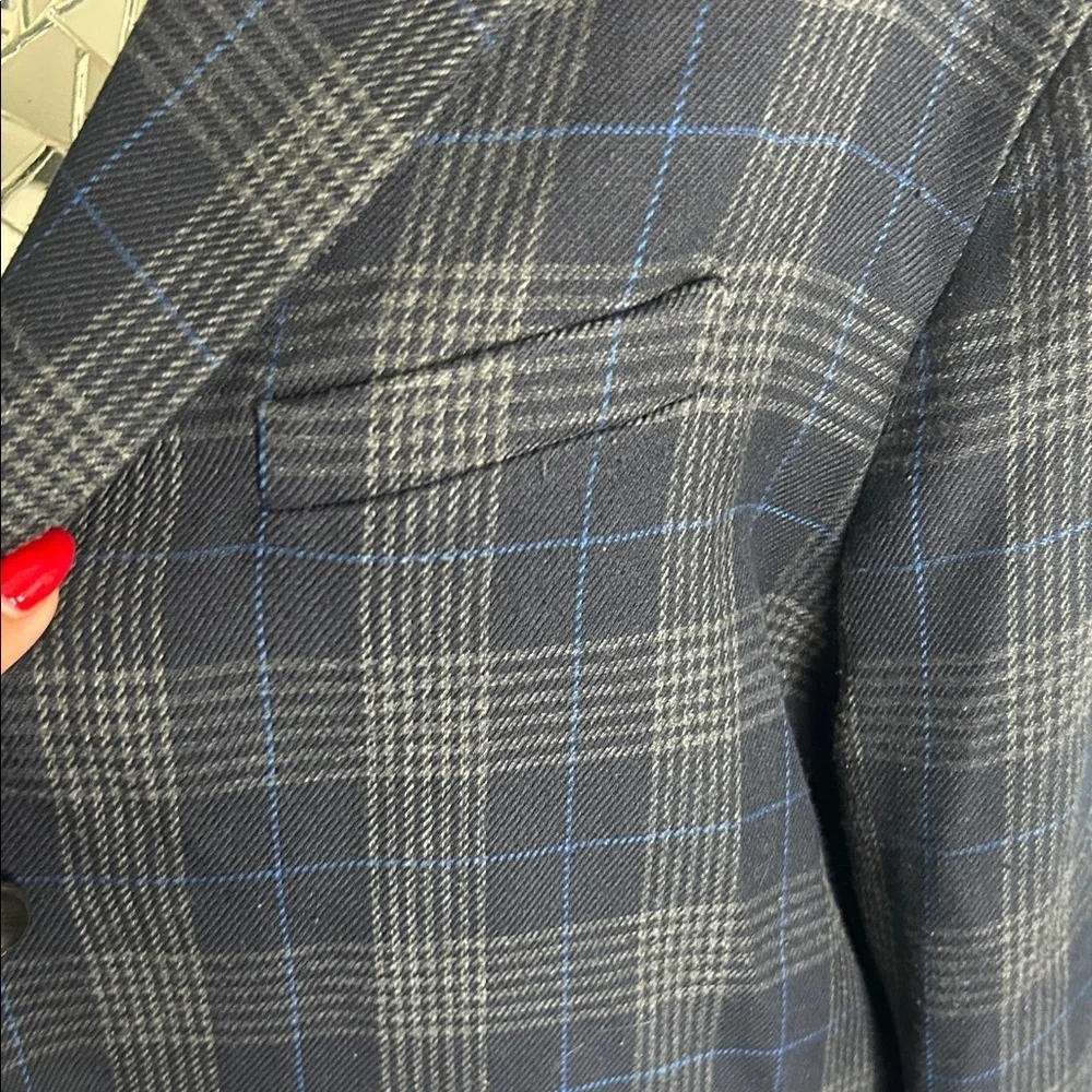 Elizabeth and James Court Plaid Blue Blazer Jacket M